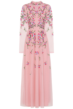 Verena Pink Floral Embroidered Maxi Dress (XL)