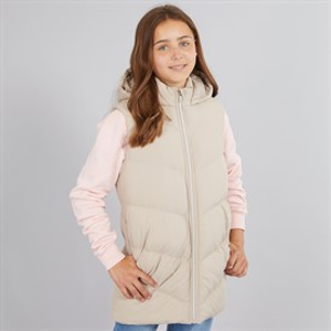 Board Angels Girls Longline Hooded Gilet Ecru