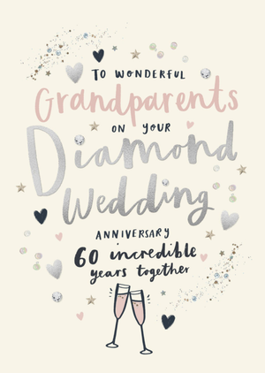Wonderful Grandparents Diamond 60 Incredible Years Together Anniversary Card