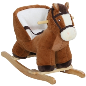 AIYAPLAY Caballo Balancín para Niños de 18-36 Mesas con Sonido Asas Cinturón de Seguridad Carga 25 kg 68x33x45 cm Marrón