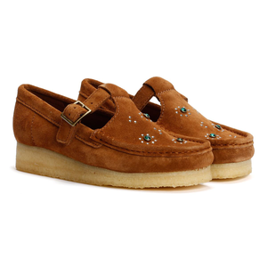 Clarks Originals Wallabee T Bar Suede Women's Brown Shoes