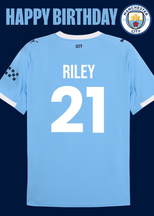 Manchester City FC Football Shirt Birthday Card