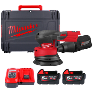 Milwaukee M18FROS125-502X 18V M18 FUEL Random Orbit Sander 125mm With 2 x 5.0Ah Batteries, Charger & Case