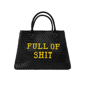 Vegan Leather Full Of Shit Black Embroidered Bag