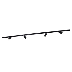 2m LED Spot sur rail - 4 Luminaires - Dimmable - Rail Monophasé - Noir