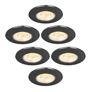 6x Dimmbare LED Einbaustrahler Schwarz - IP65 - 5W - CCT - 5 Jahre Garantie - Geeignet für das Badezimmer