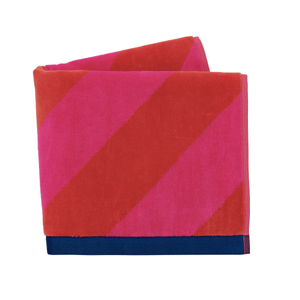 Paper Straw Stripe Towels, Ruby & Coral