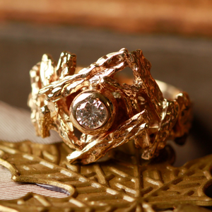 Pre-Owned Vintage 1971 9ct Gold Diamond Solitaire Nest Ring