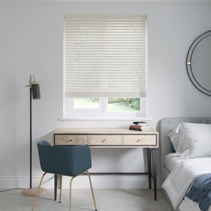 Berlin Linen Chalk White Wooden Blinds 50mm: 380mm x 1010mm Recess