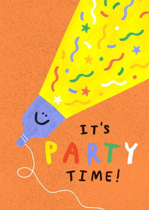 It's Party Time Illustrated Birthday Card