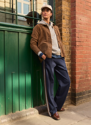 Marjorie Side Stripe Ponte Trousers - 14 (UK Size 14) / Classic Navy & Dark Chocolate