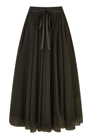 Yumi Black Mesh Heart Print Tulle Skirt (XL)