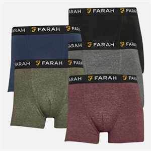 Farah Mens Bossert Five Pack Boxers Black/Khaki Marl/Navy/Burgundy Marl/Charcoal Marl