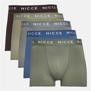 NICCE Mens Tyril Five Pack Boxer Shorts Element Blue/Grey Stone/Coffee/Sage/Circular Grey