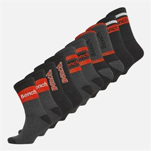 Bench Mens Netzerten Ten Pack Cushioned Crew Socks Assorted