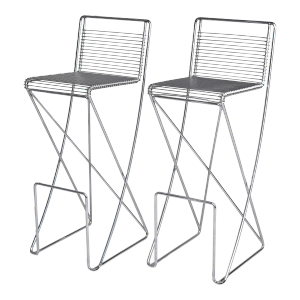 Mid Century Kreuzschwinger Chrome Bar Stools by Till Behrens for Shulbach - Pair