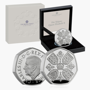 Her Majesty Queen Elizabeth II 2022 50p Silver Piedfort Coin - King Charles III first portrait