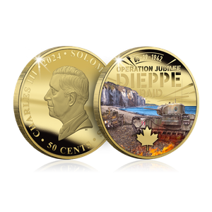 Canada in WWII - Dieppe Raid Gold Plated Coin