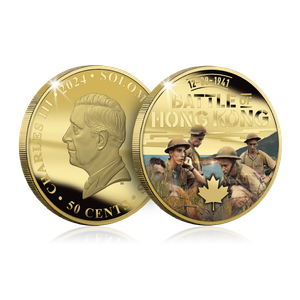 Canada in WWII - Battle Of Hong Kong Gold Plated Coin