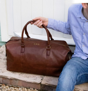 Personalised Vintage Nuhide Holdall in Brown