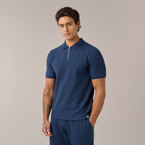 Textured Knit Polo | Navy
