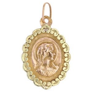 French 18 Karat Rose Yellow Gold Virgin Mary Medal, 1890s
