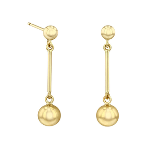 Soleil collection Linear Ball Drop Earrings | 9K Yellow Gold