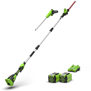 GreenWorks GD40PSHK2X 40V Cordless 2-in-1 Hedge Trimmer & Pole Pruner (with 2 x 2Ah Batteries & 2A Charger)