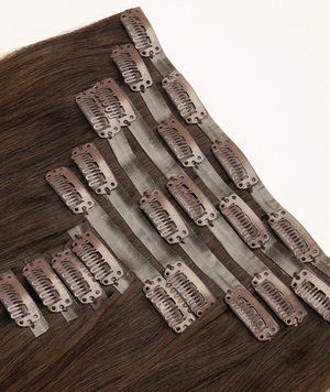 #Dark Brown Balayage Seamless Clip In Hair Extensions
