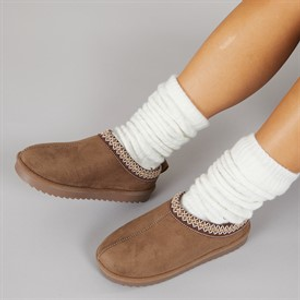 KRUSH Womens Aztec Mule Slippers Khaki
