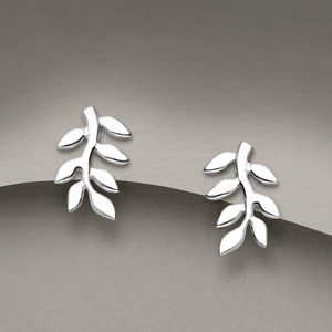 Tempest Wald Silver Plain Leaf Earrings