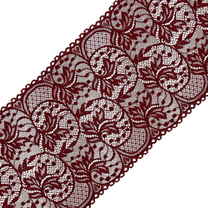 Dentelle élastique grande largeur 16,7 cm - Bordeaux