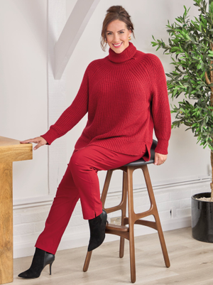 Marie FL by ROBELL Fleece Lined Trouser - Red
