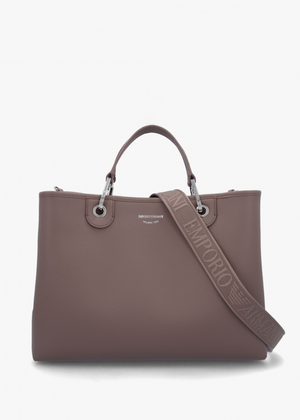 Taupe Pebbled Shopper With Pouch