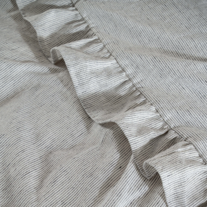 White & Grey Ruffled Linen Cotton Blend Duvet Covers