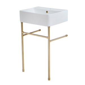 Milano Farington - 520mm x 420mm Basin with Brushed Brass Washstand