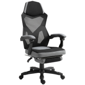 Vinsetto Silla de oficina silla gaming altura ajustable respaldo giratorio ruedas pivotantes reposapiés tela de malla 58x63x112-122 cm
