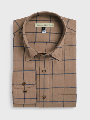 Tobacco Brown Window Pane Check Shirt