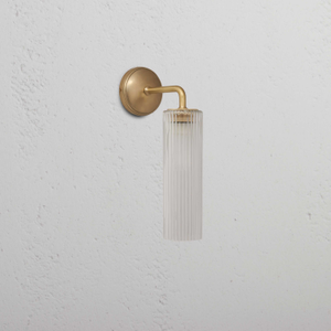Claremont Small Wall Light Fluted Glass - Antique Brass