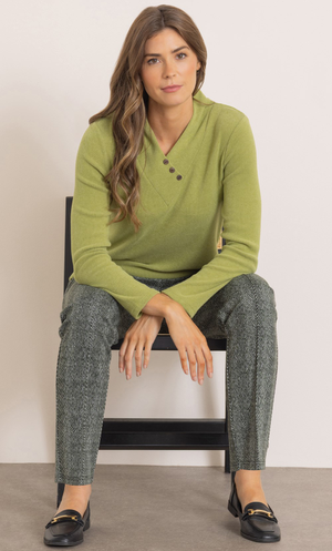 Slim Leg Herringbone Pattern Trousers - Khaki