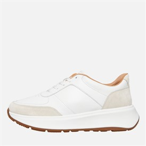 FitFlop Womens F-Mode Leather/Suede Flatform Trainers Urban White