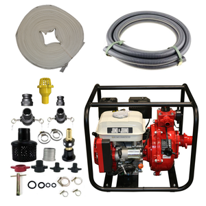 7HP Twin Impeller Electric Start Water Fire Fighting Fighter Pump And Canvas Hose Kit