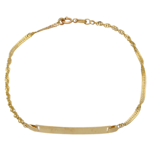 Pre-Owned 9ct Yellow Gold 7" Twist Link Identity Bar Bracelet