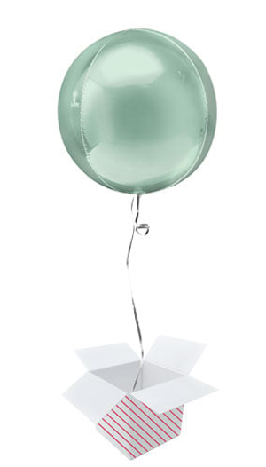 Mint Green Orbz Foil Helium Balloon - Inflated Balloon in a Box