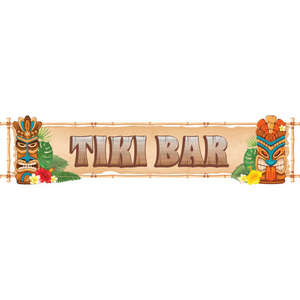 Tiki Bar Masks PVC Party Sign Decoration 110cm x 26cm
