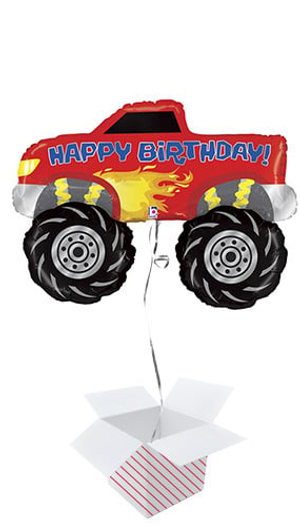 Monster Truck Birthday Helium Foil Giant Balloon - Inflated Balloon in a Box