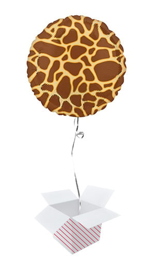 Animalz Giraffe Print Round Foil Helium Balloon - Inflated Balloon in a Box
