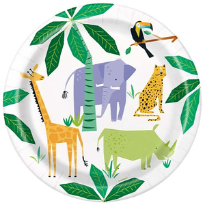 Animal Safari Round Paper Plates 22cm - Pack of 8