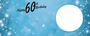 Happy 60th Birthday Sparkles Baby Blue Design Small Personalised Banner – 4ft x 2ft