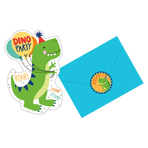 Dino-Mite Party Dinosaur Invitations with Envelopes - Pack of 8